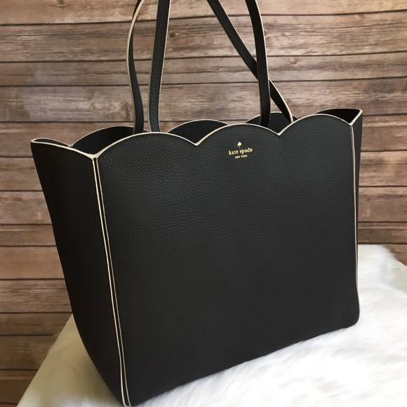 Kate spade leewood rain place black tote scalloped - Picture 5 of 8